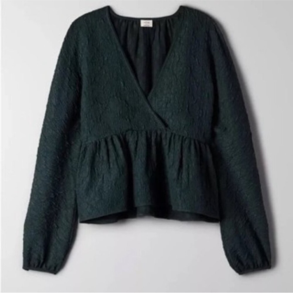 Aritzia Wilfred Jacquard Peplum Blouse